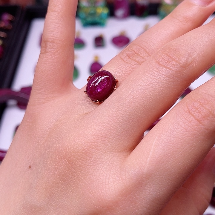 红宝石戒指银S925镶嵌