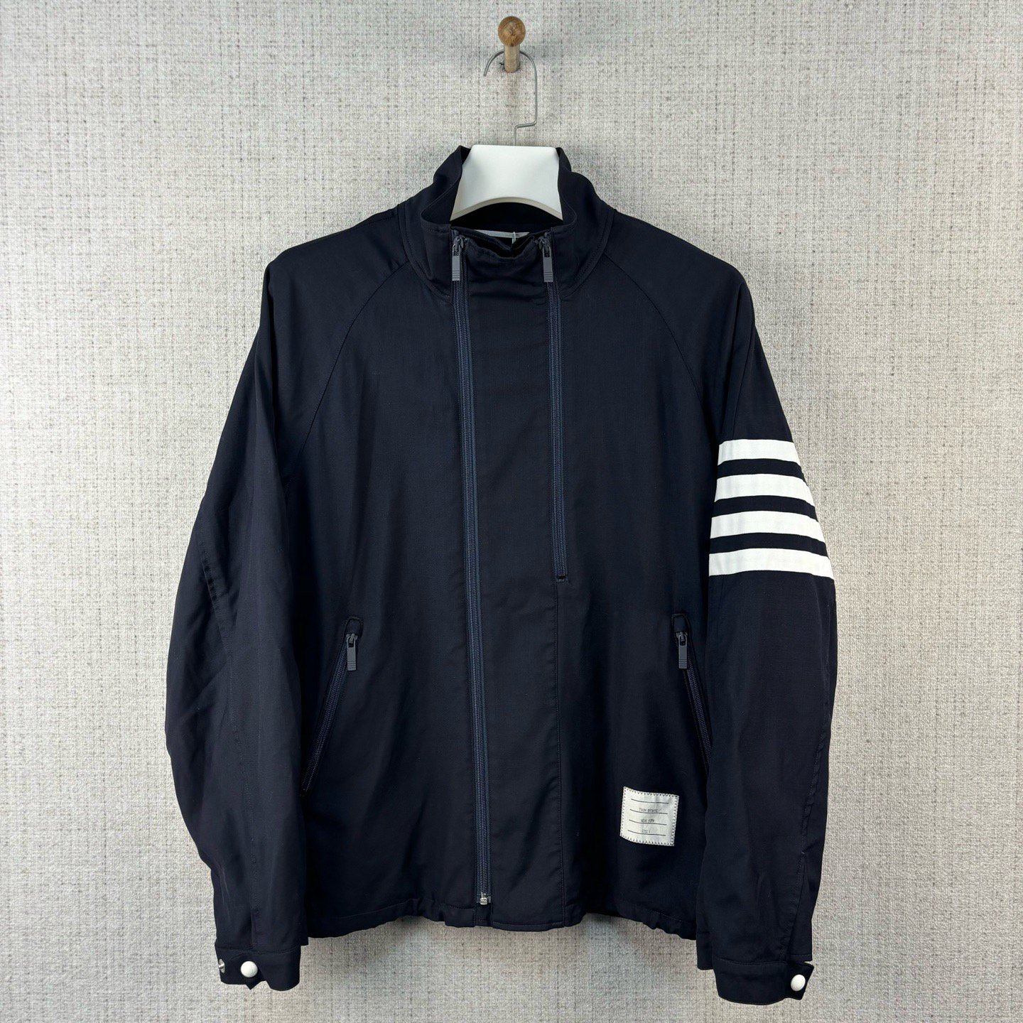 99新 THOMBROWNE 条纹插肩袖拉链长袖夹克外套/尺码S/编号10061