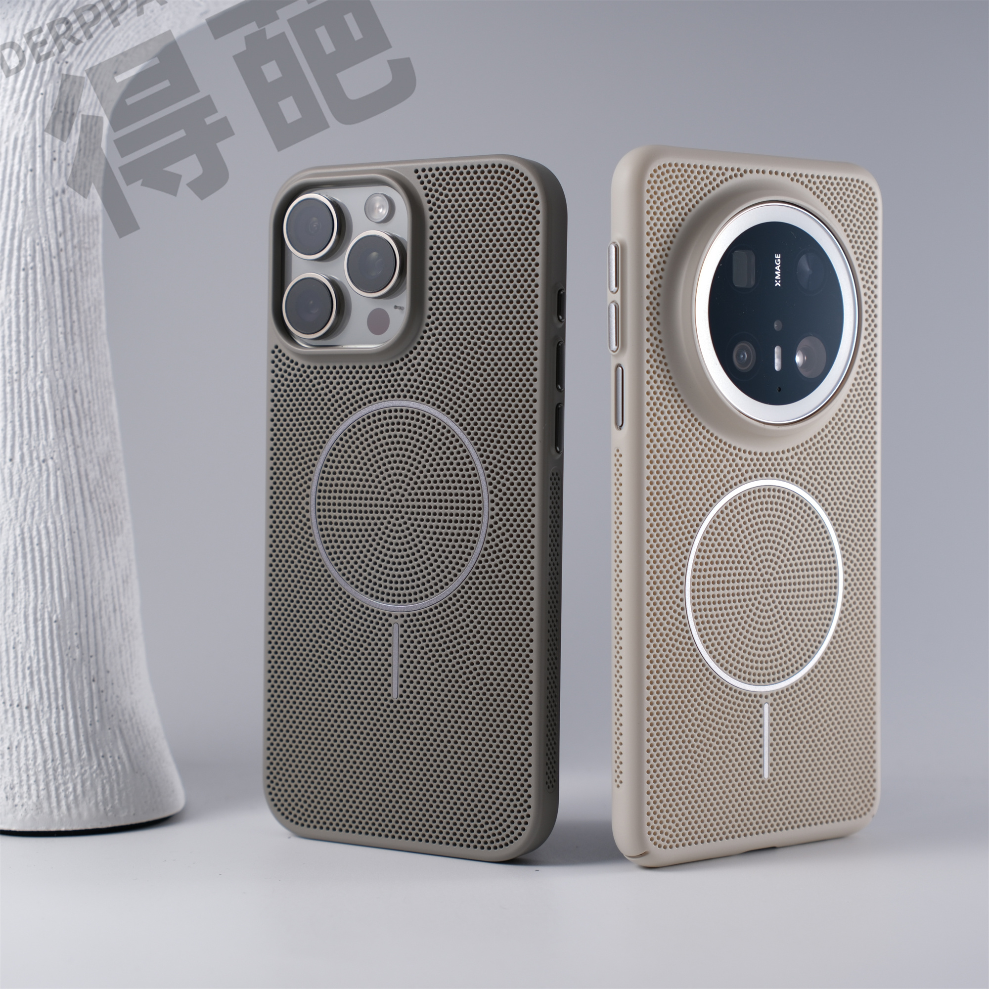 得葩网孔散热细环磁吸苹果17promax手机壳小米17pro轻薄华为70