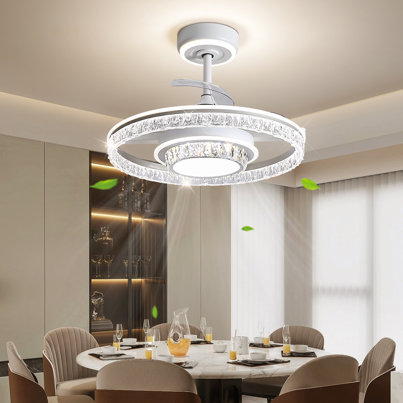 餐厅风扇灯现代简约饭厅餐桌电风扇吊灯家用智能卧室书房客厅灯具