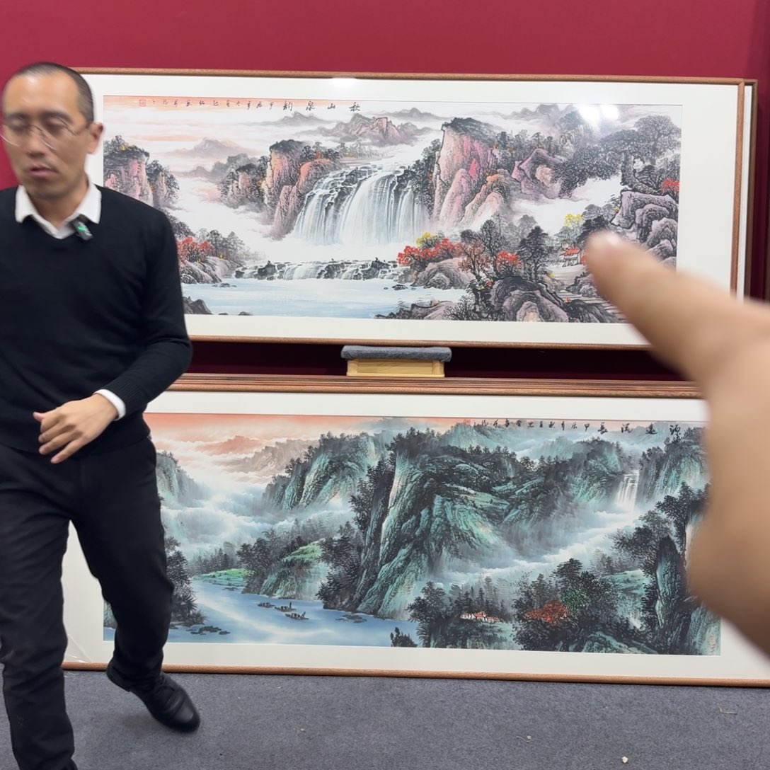 国画手绘作品带框
