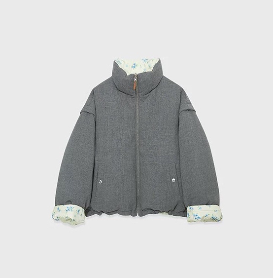 特清！IM 正P 桑蚕丝 碎花双面穿羽绒服外套