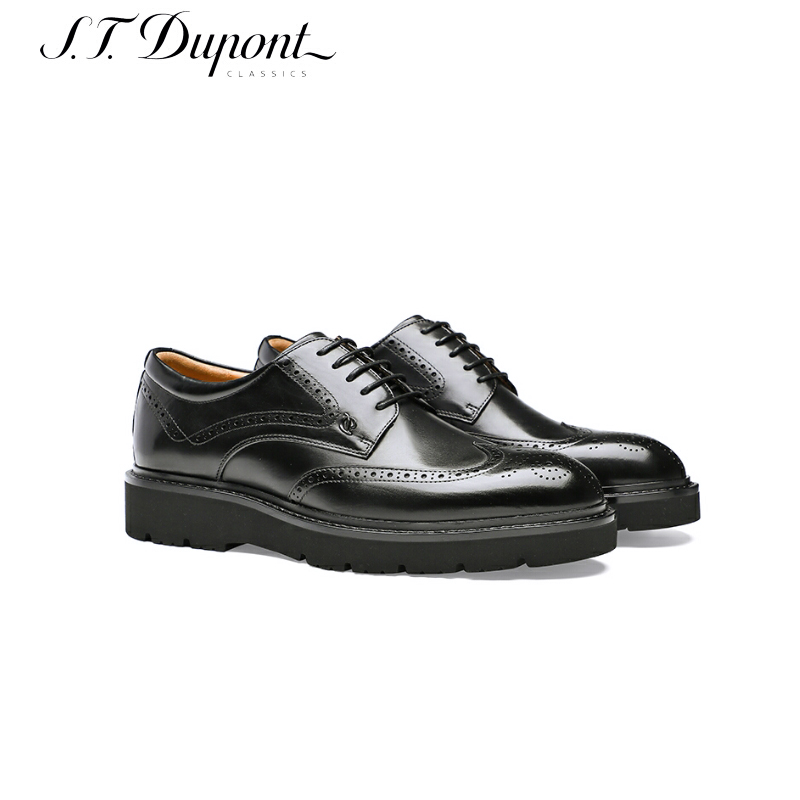 S.T. Dupont/都彭Line D都会系列 Luxe 舒适百搭布洛克雕花德比鞋