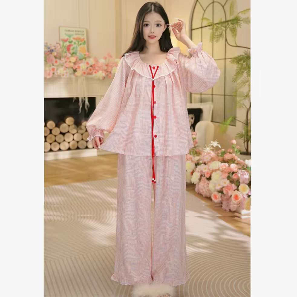 H早秋新款全棉面料长袖家居服高颜值柔软长袖睡衣套装