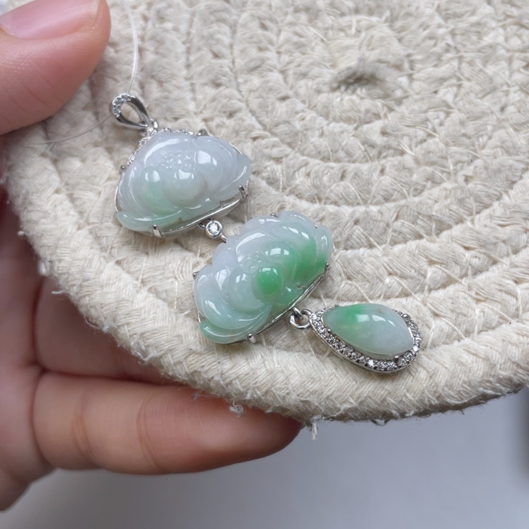 翡翠银S925镶嵌颈饰天然A货缅甸翡翠