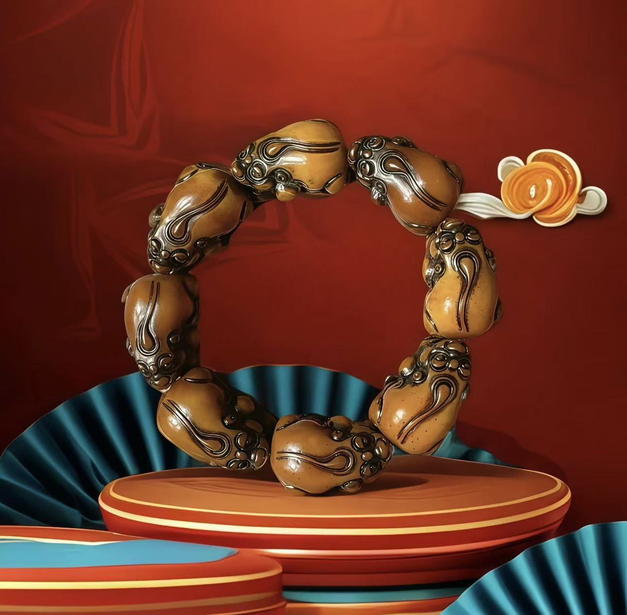 1034-玉化菩提貔貅单圈手串1 无礼盒