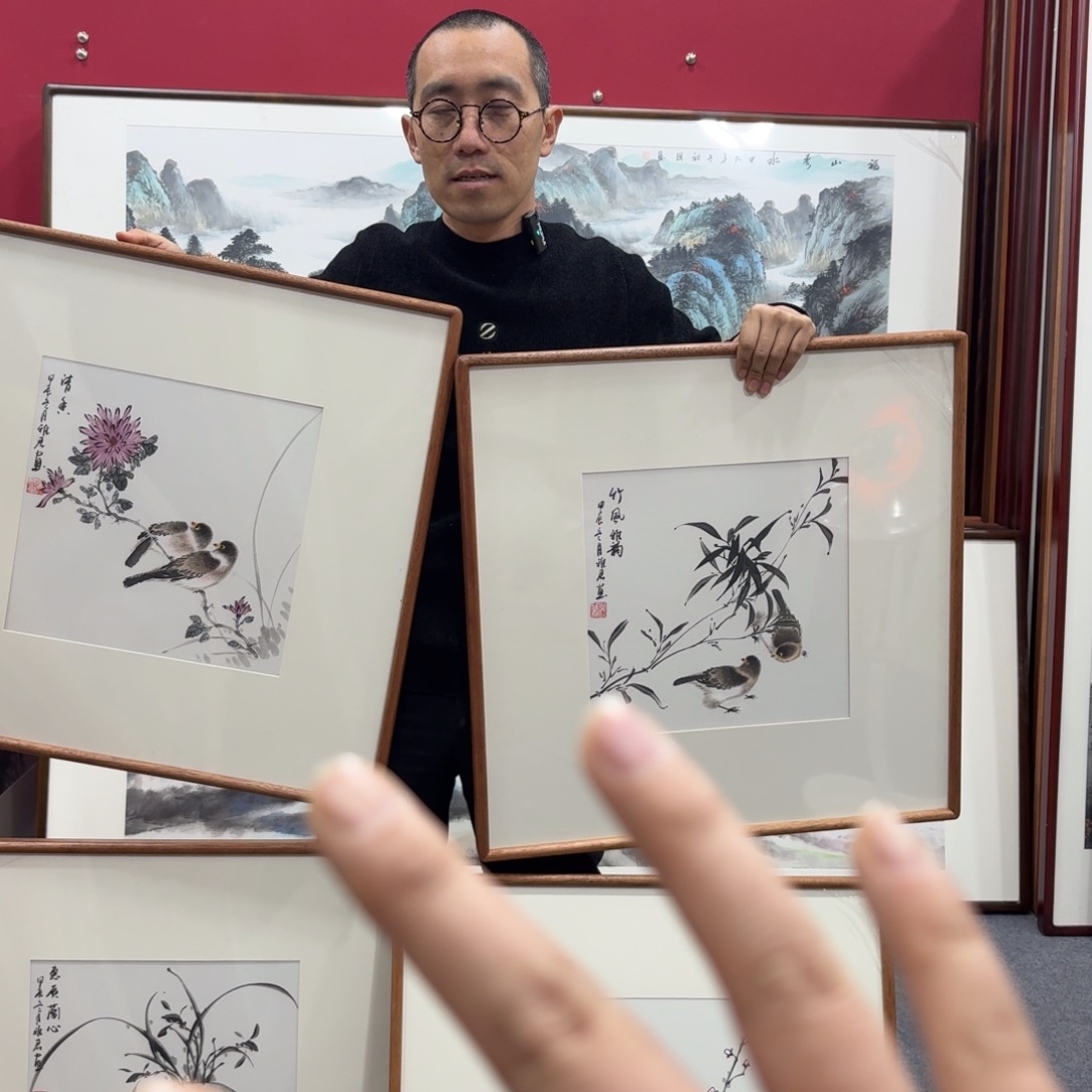 国画豪*带框绘画作品梅兰竹菊