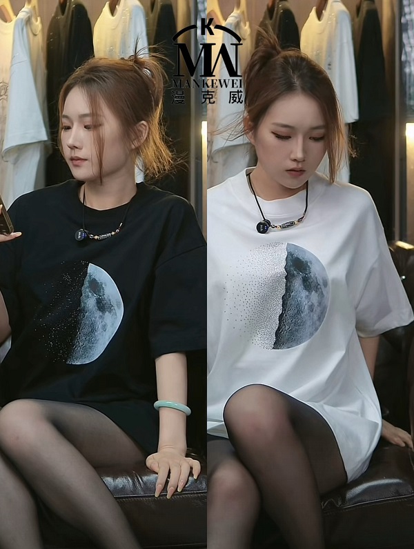 【漫克威】夏季新品月球圆领短袖T恤宽松潮流休闲百搭潮流打底衫