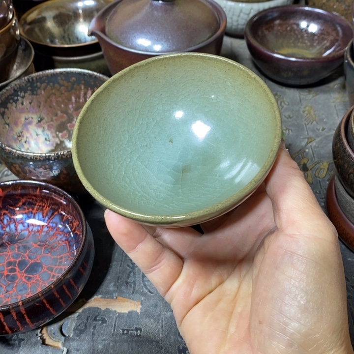 亿***桃茶盏建阳建盏微瑕平口