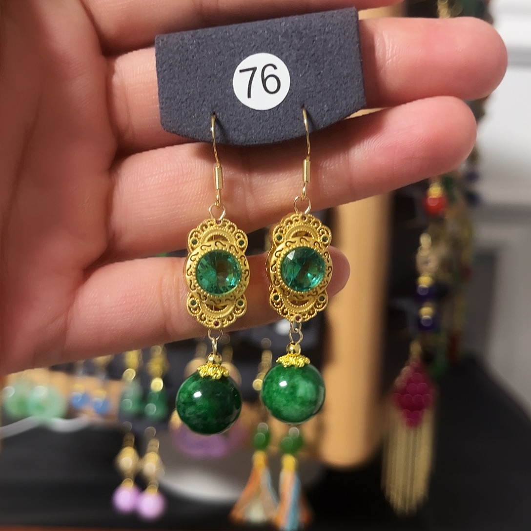 锆石纯铜925银耳饰