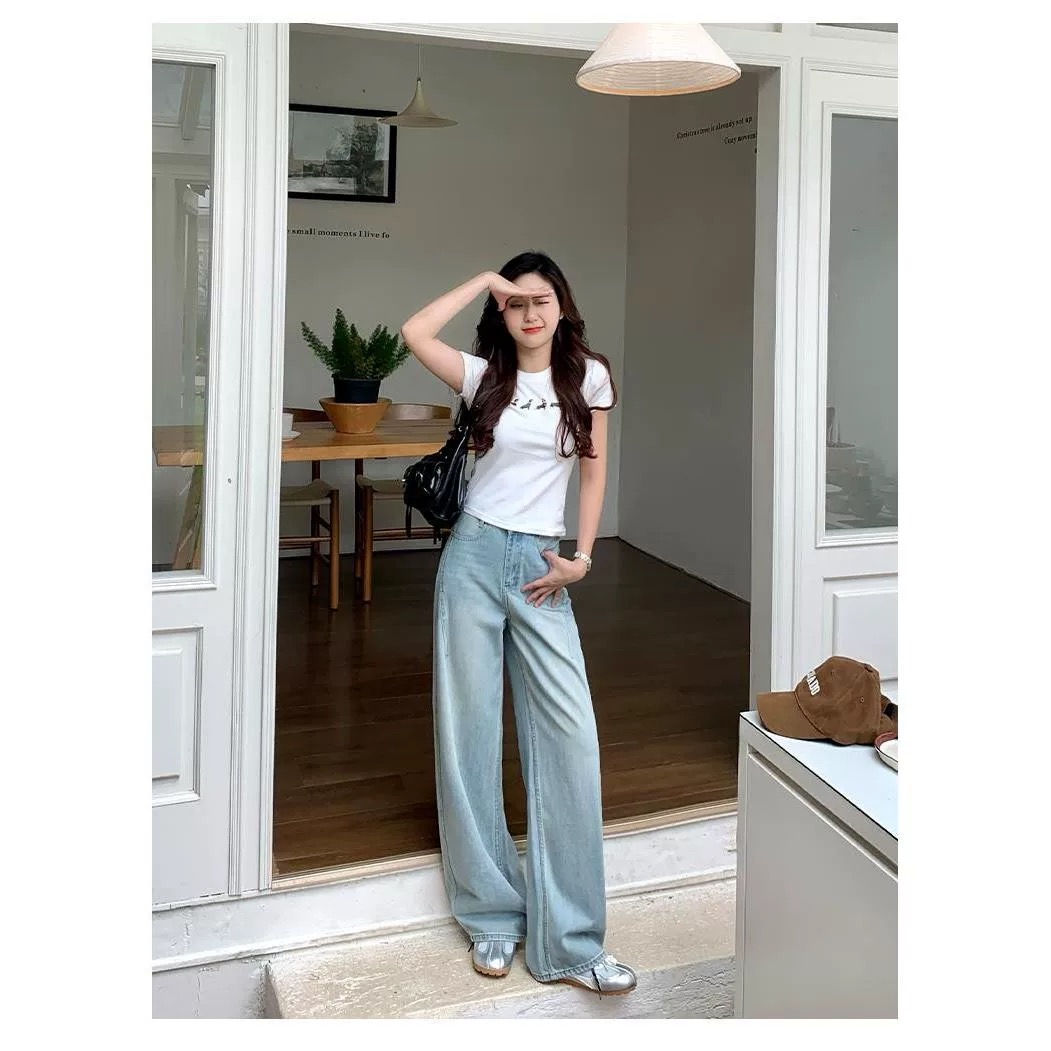 【莱赛+运费险】2025夏季薄款牛仔裤女窄版弯刀裤宽松显腿长