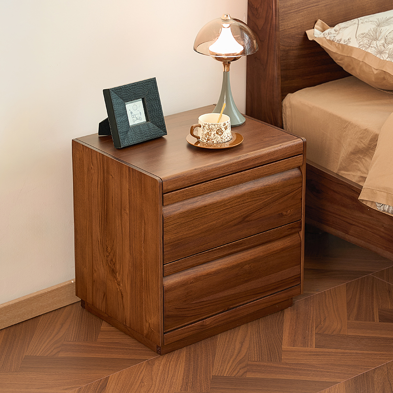 苏作集进口缅甸柚木定坤床头柜实木床边柜现代简约家用卧室置物柜