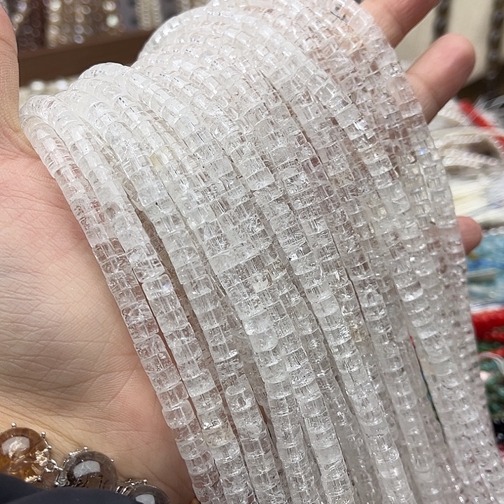 玛瑙/玉髓未镶嵌珠宝半成品一条6/3mm左右白阿塞直切