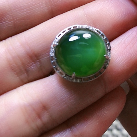 和田玉戒指银S925镶嵌