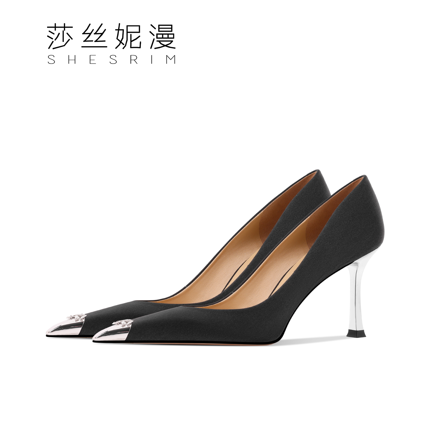 97-2025年性感设计师款水钻尖头高跟鞋秋季新款百搭金属头浅口