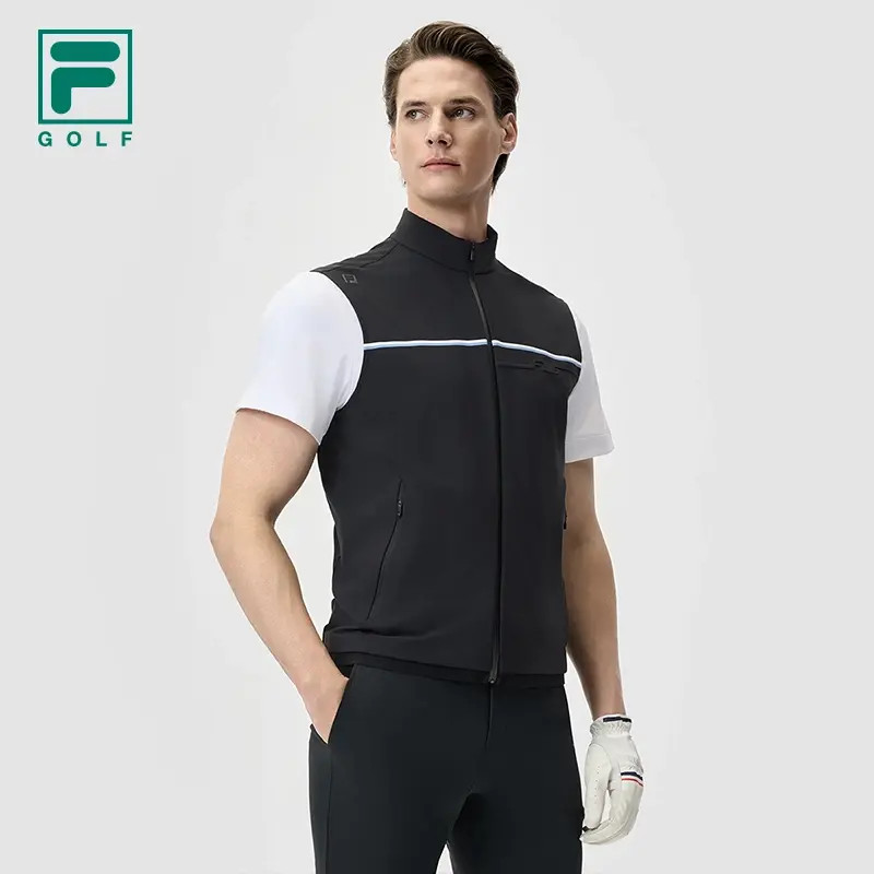 Fila/斐乐男【高尔夫高弹力】商务运动休闲针织马甲外套A11M525501F