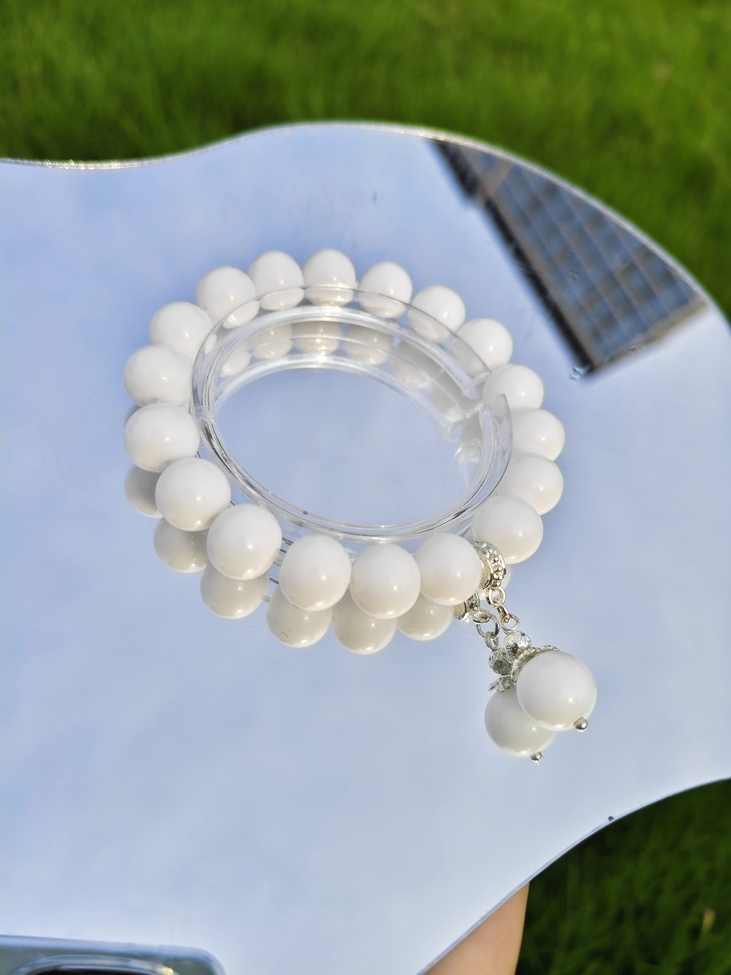 合金陶瓷手链 3号卡10白色瓷珠手串 素雪凝脂 岁月柔光  手围15