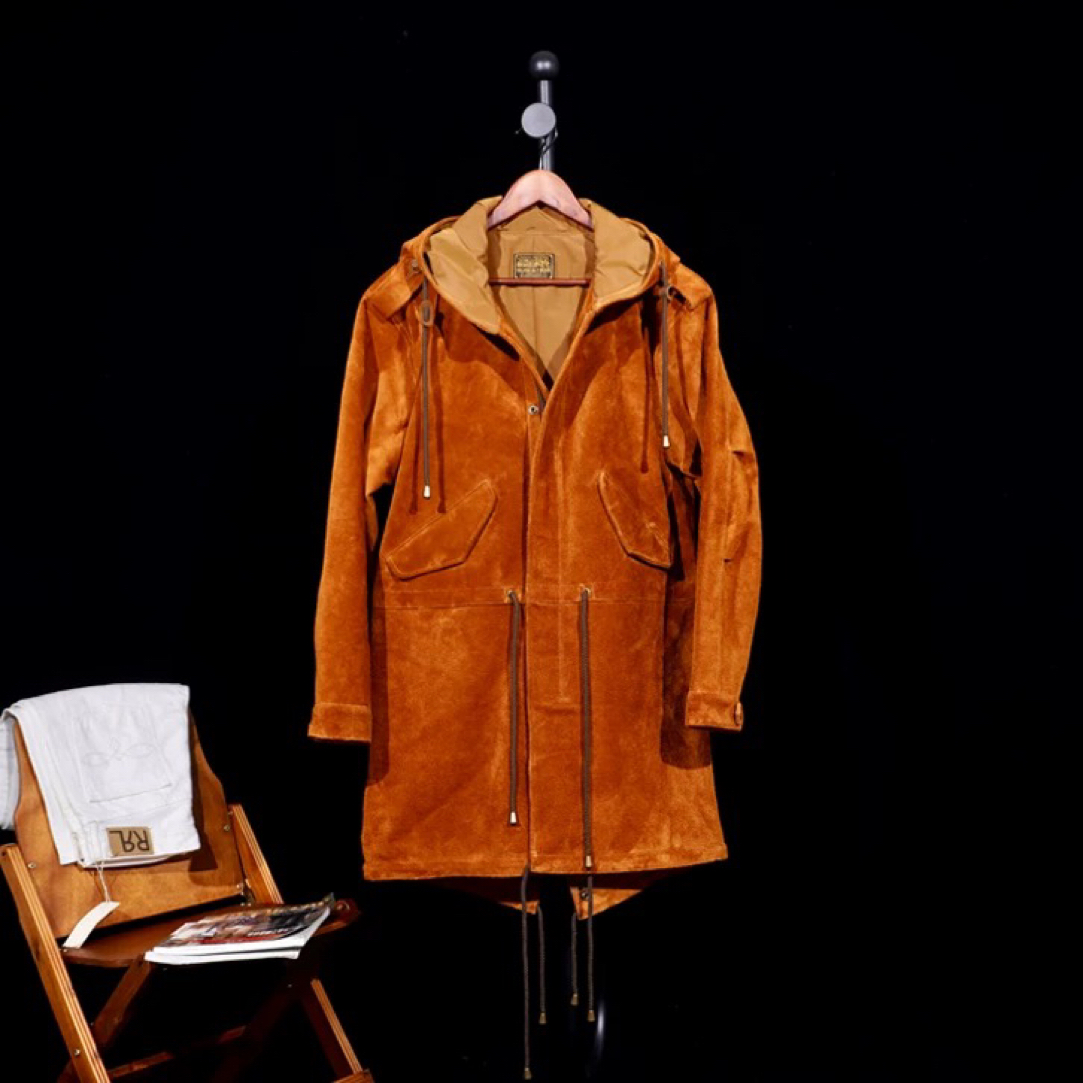 经典咔叽硬汉具备PARKA鱼尾大衣美式复古M51牛皮皮衣长款男风衣