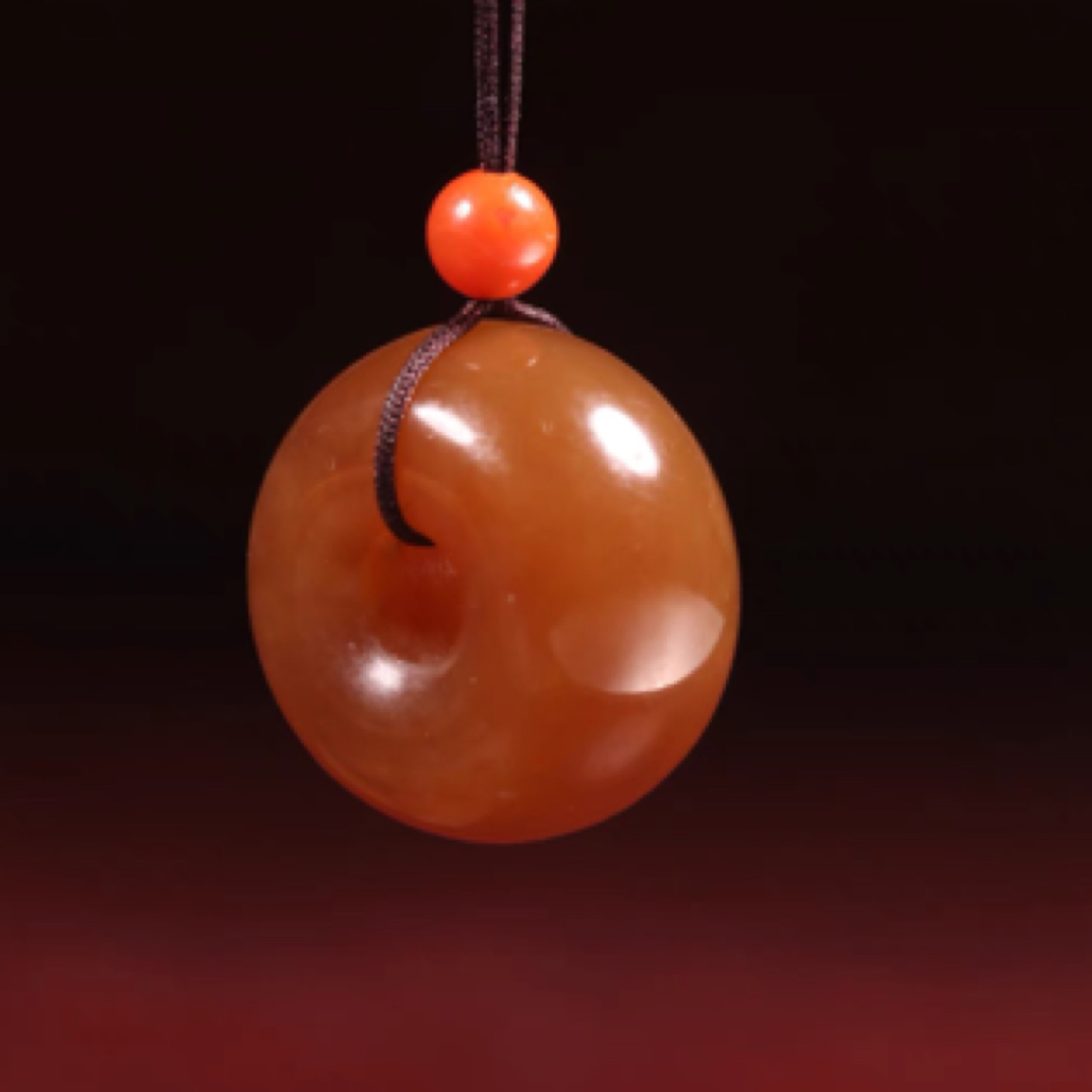 天然和田玉且末满糖平安扣25mm