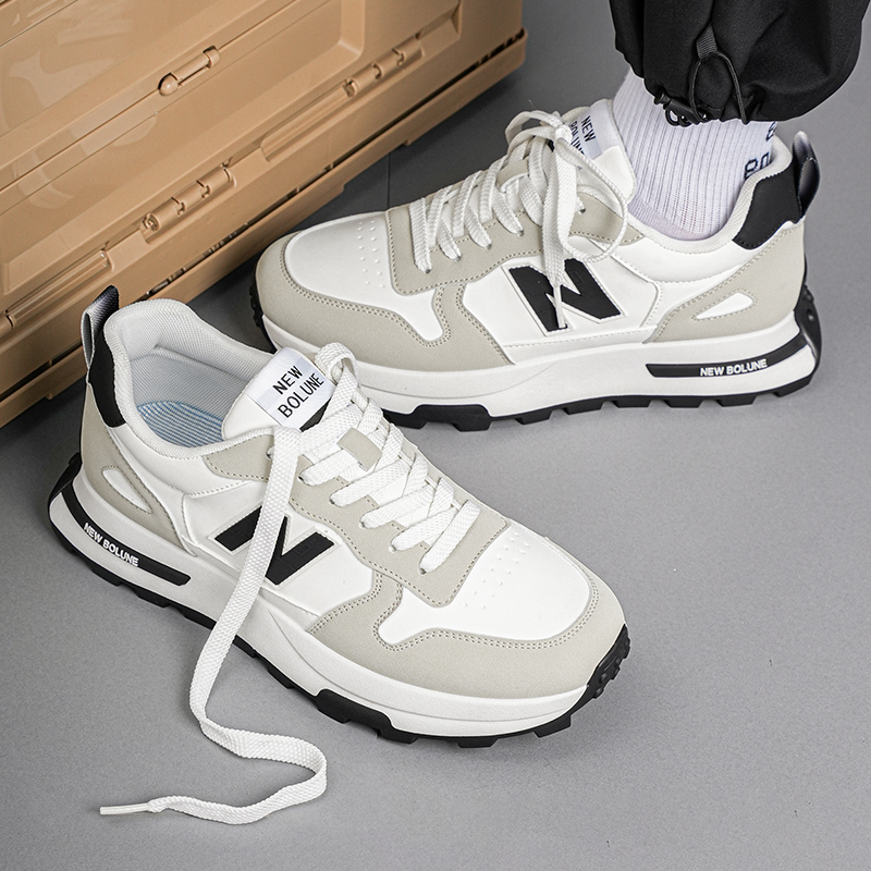 新百伦/NEW BOLUNE秋季皮面新款百搭男鞋时尚运动鞋舒适休闲鞋子
