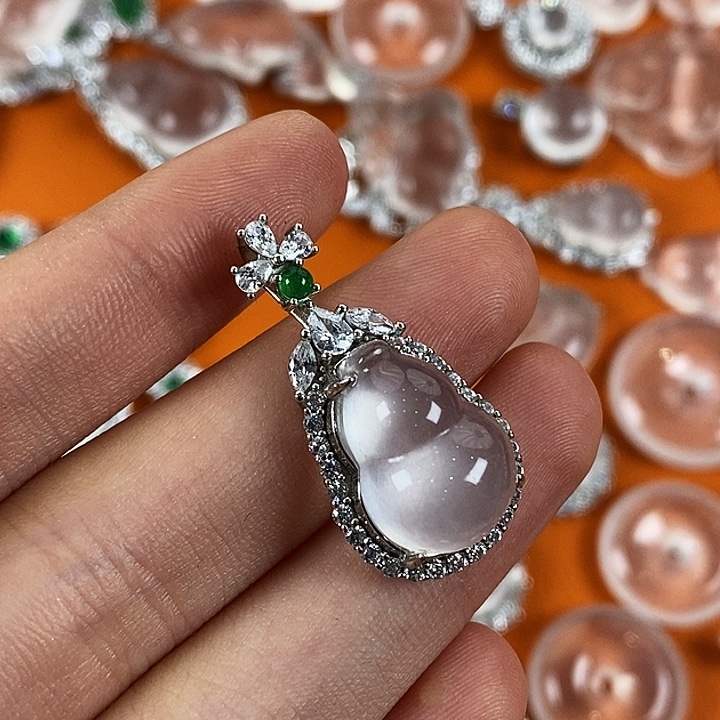 石英质玉银S925镶嵌颈饰