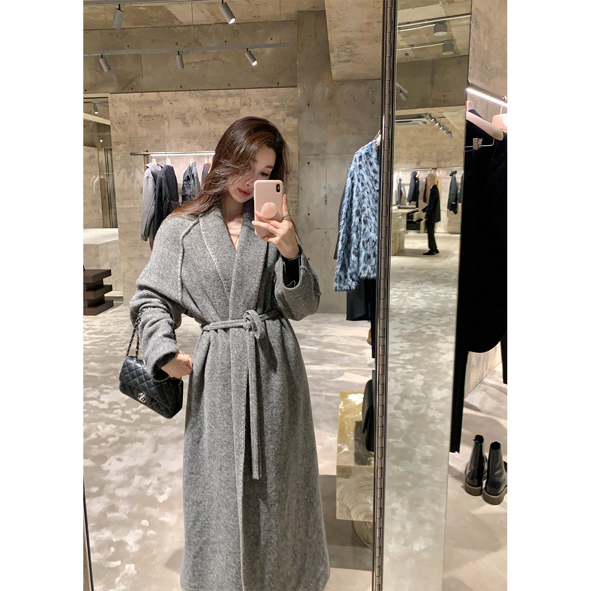 ACHI大也池◆雪夜~M*TED*CE浴袍慵懒羊毛大衣【新品】