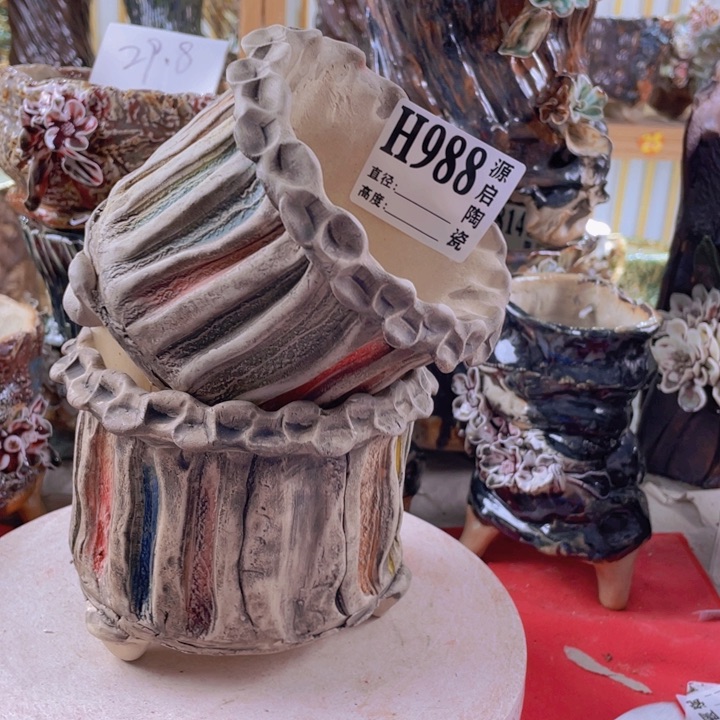 紫砂花盆景德镇陶瓷988