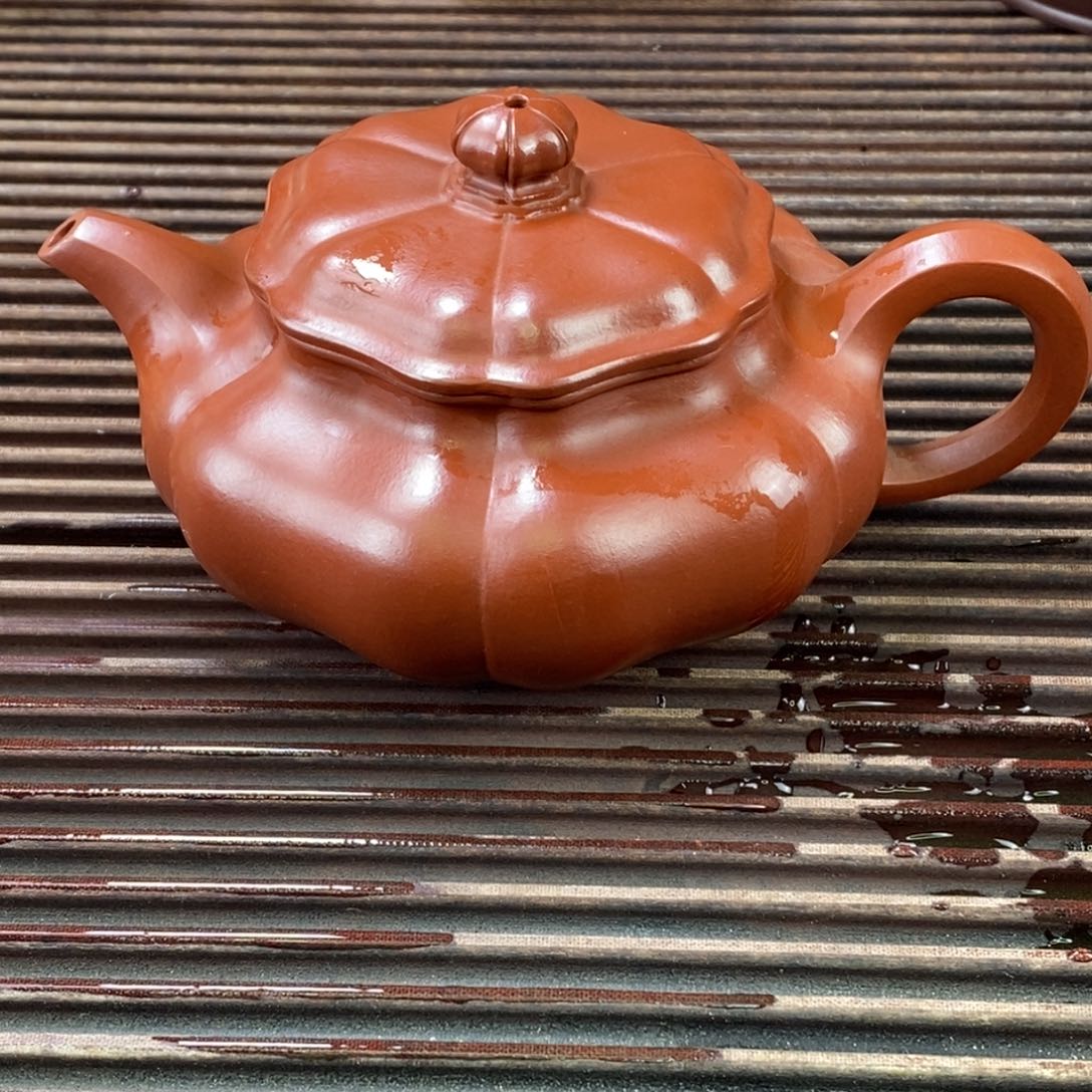 紫砂茶壶白2 葵仿古 朱泥