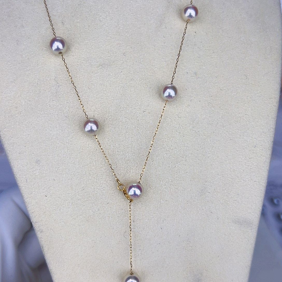 海水珍珠海水akoya设计款满天星6-7mm18K金镶嵌