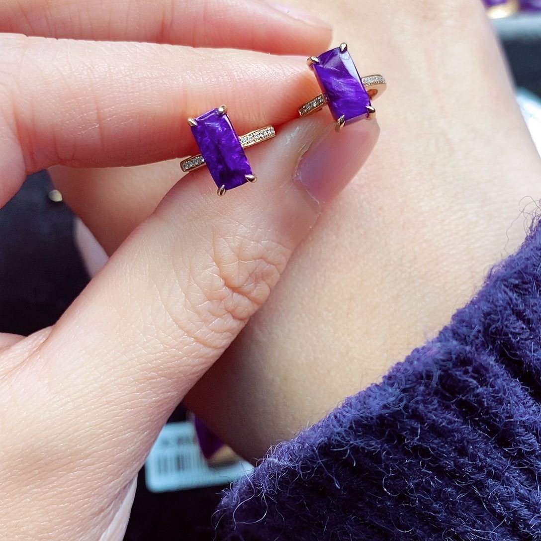 苏纪石（舒俱来）耳饰18K金镶嵌@*楠