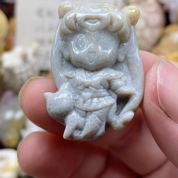 颈饰未镶嵌硅化珊瑚（珊瑚玉）小