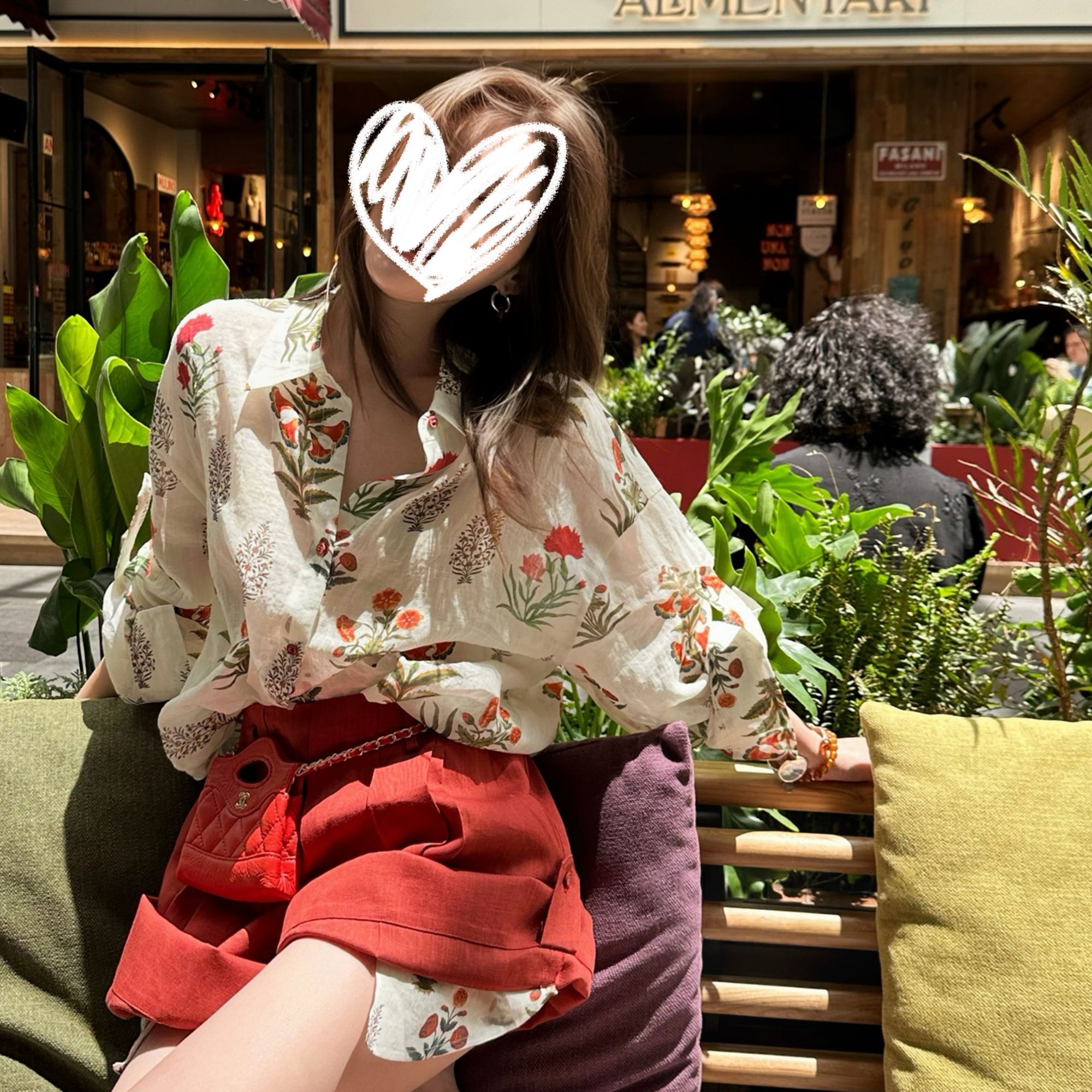 法式小众微透设计感宽松露背碎花衬衫女+翻边短裤两件套 9924#