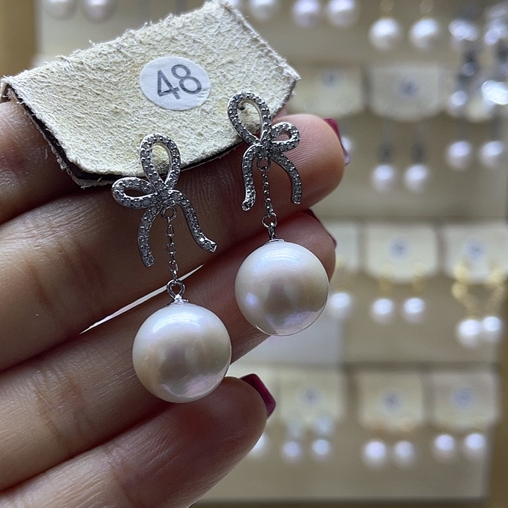 淡水珍珠耳饰银S925镶嵌