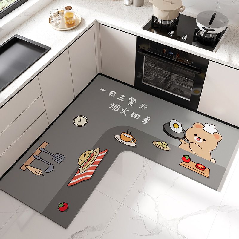 防滑脚垫硅藻泥免洗L型厨房垫吸水垫子吸油脚垫专用地垫耐脏门垫