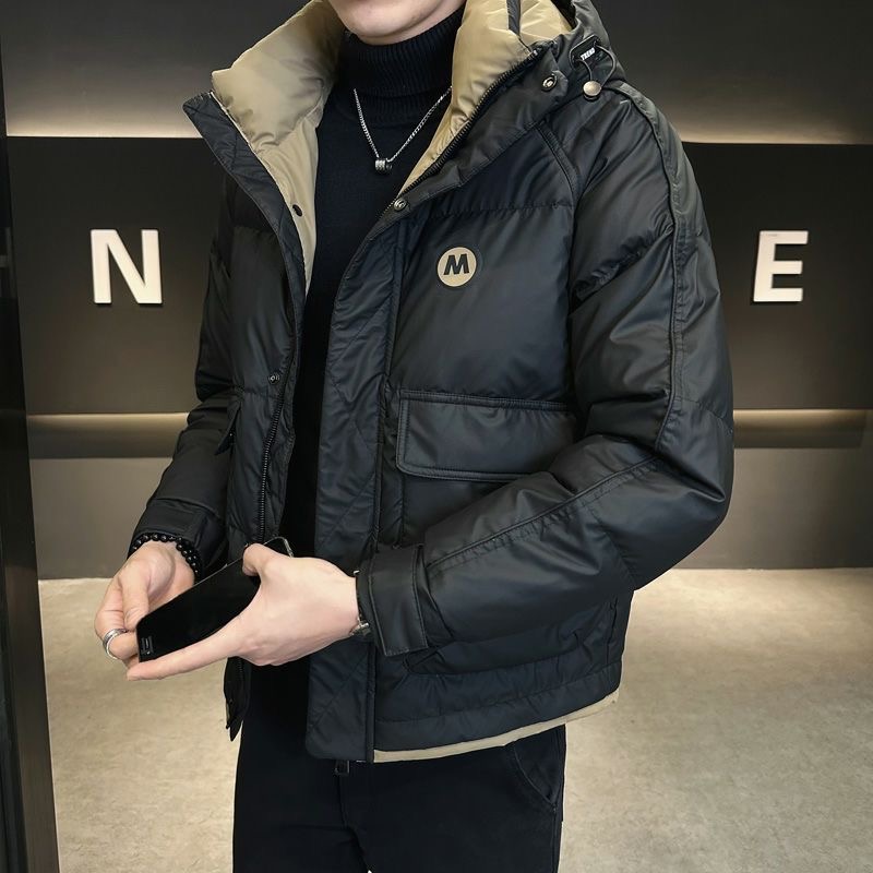 新款男保暖羽绒服男士年轻人冬季加厚连帽休闲时尚短款外衣