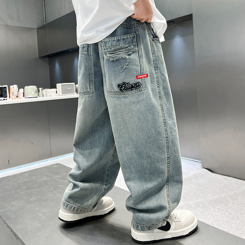 男童春秋款牛仔裤2025新款春季宽松裤子儿童春装【QSX】A5068