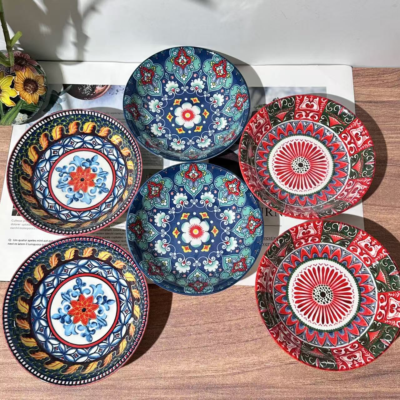 波西米亚风格波65波96耶律6英寸盘6个装