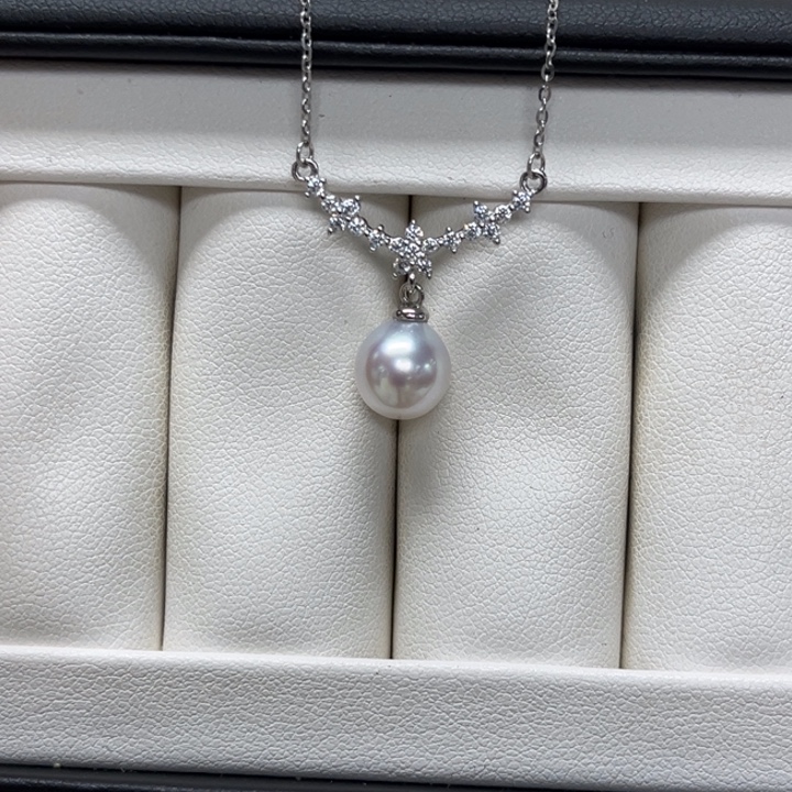 银S925镶嵌颈饰海水珍珠澳白8-9mm178