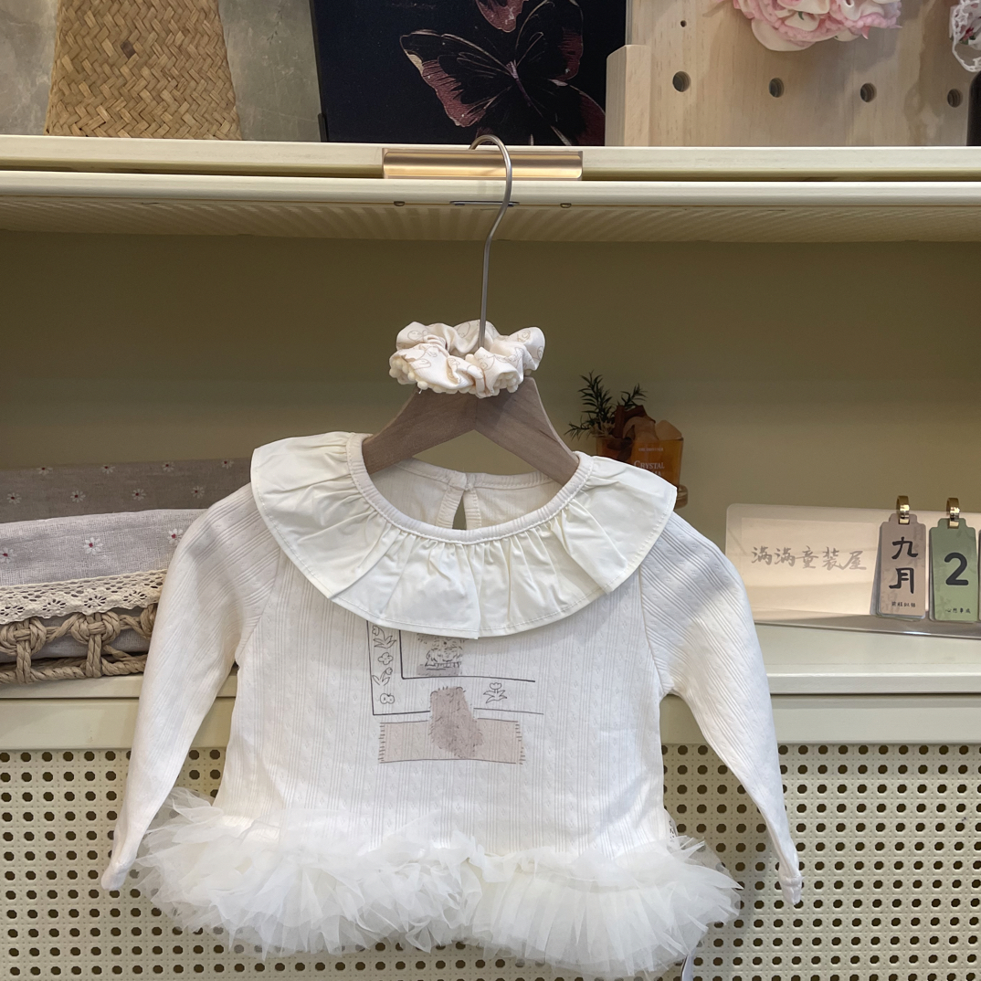 女秋季连衣裙长袖童装冬季蓬蓬裙秋冬加绒纯色女童