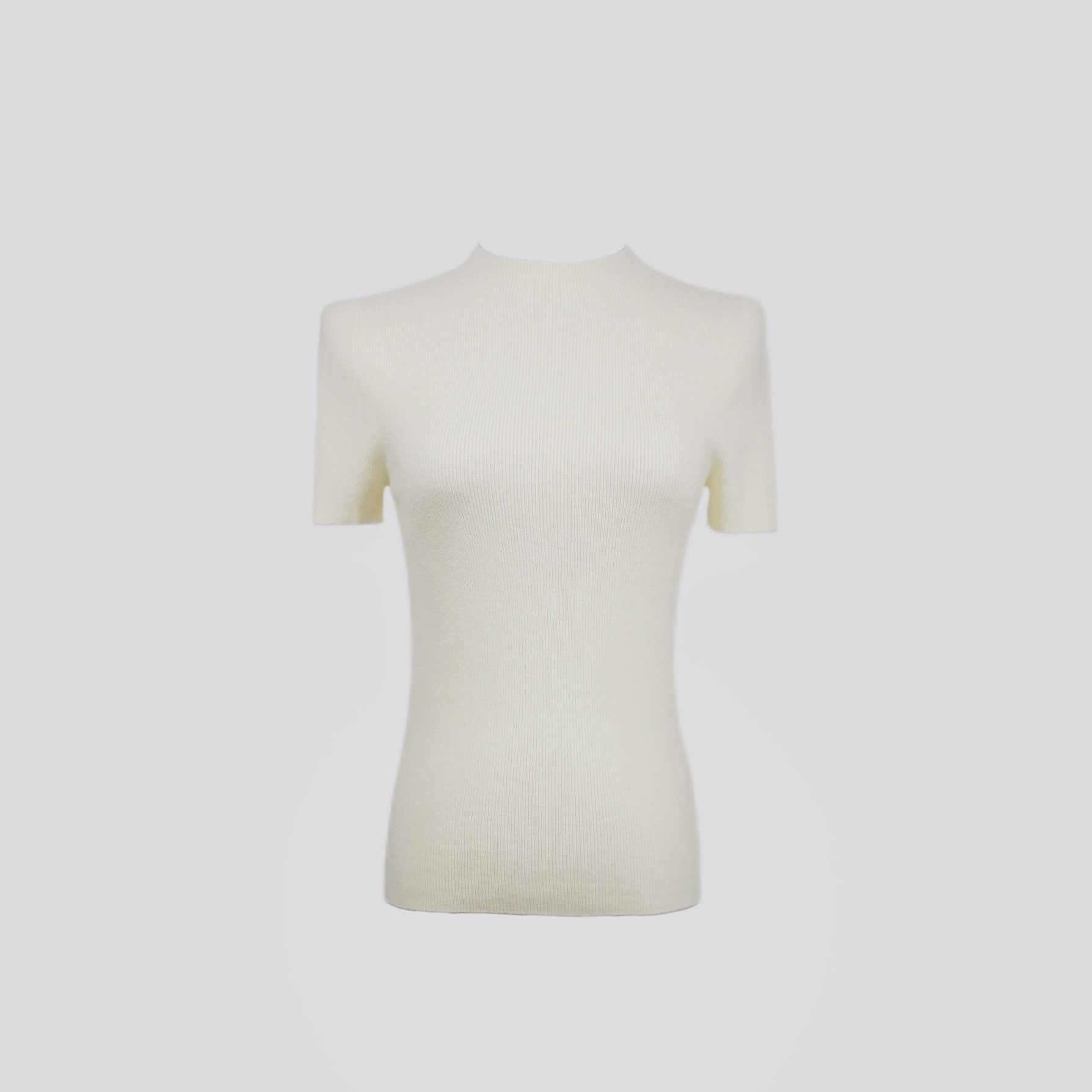 2025春新款简约半高领打底上衣舒适半袖柔软保暖修身有型短袖