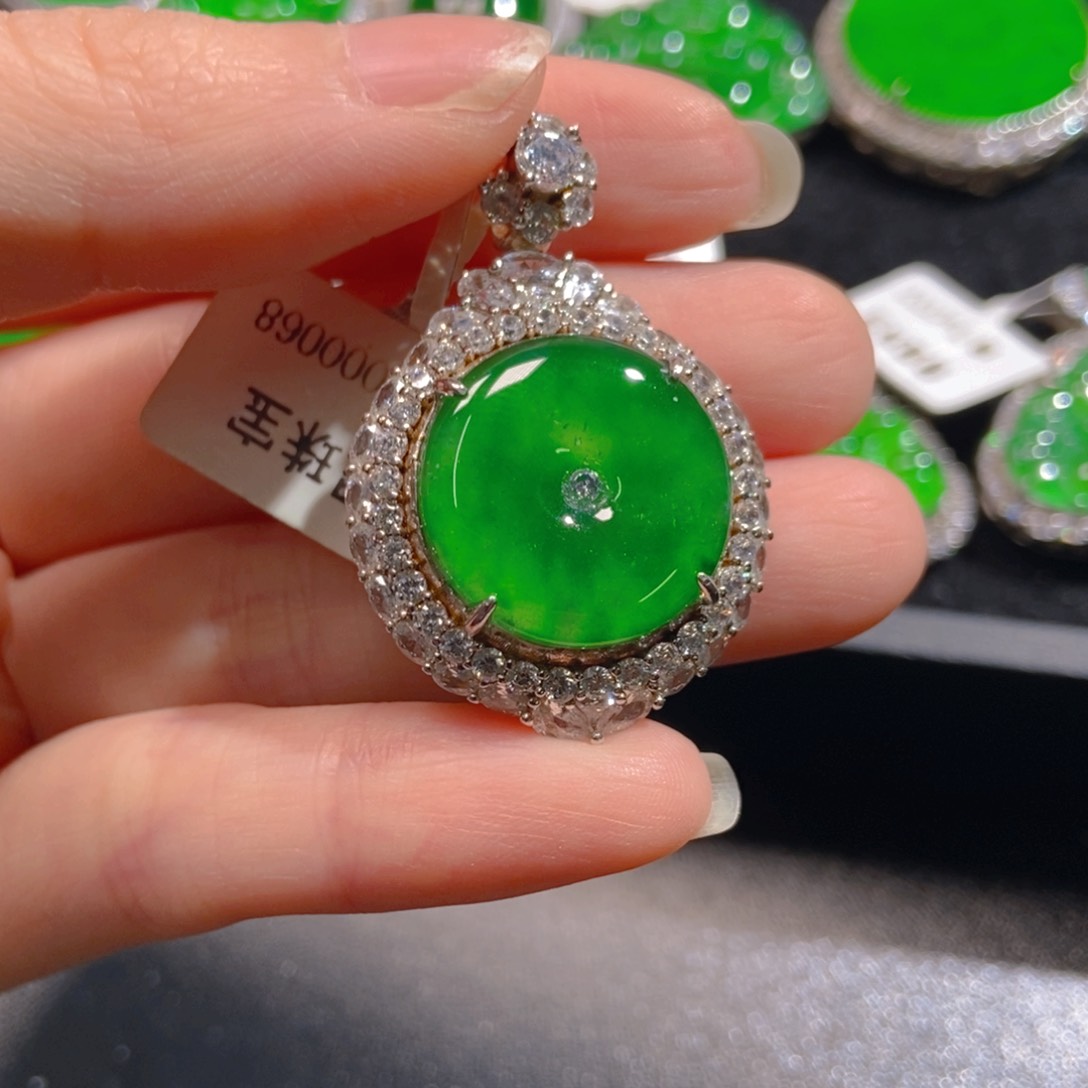 翡翠吊坠(不含链)银S925镶嵌