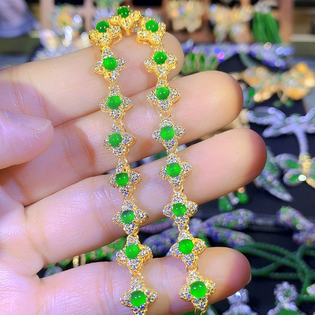 吊坠(不含链)银S925镶嵌翡翠