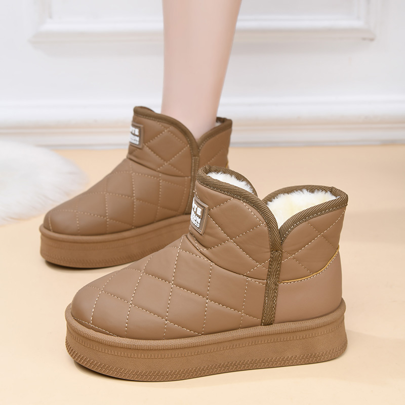 新款厚底雪地靴爆款冬季加绒加厚防水东北保暖防滑短靴大棉棉鞋