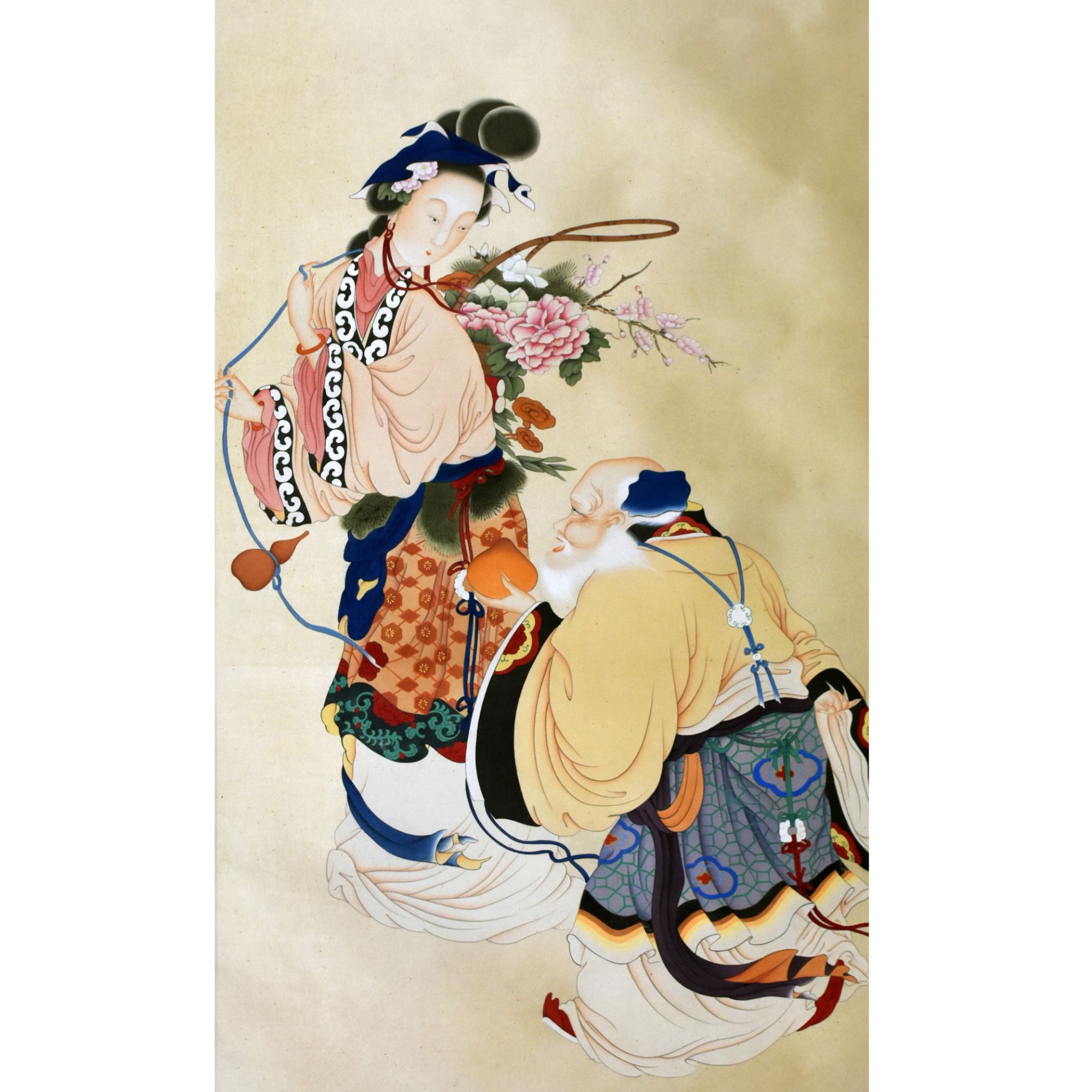 HM0139 双寿图 107×71cm 绢本立轴 6.8平尺