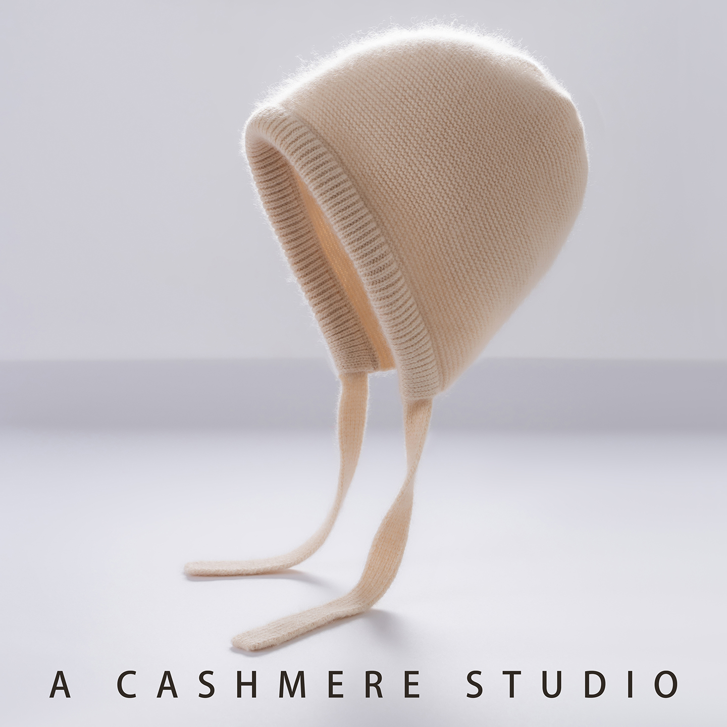 山羊绒帽子针织小辫帽纯色百搭女士简约极简风包头护耳帽送礼