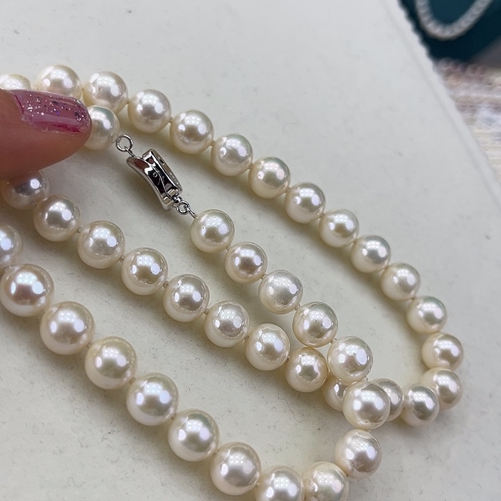 淡水珍珠颈饰银S925镶嵌➕9高品极光