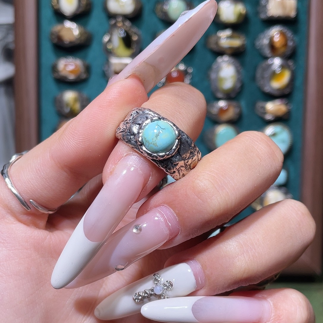 绿松石银S925镶嵌戒指