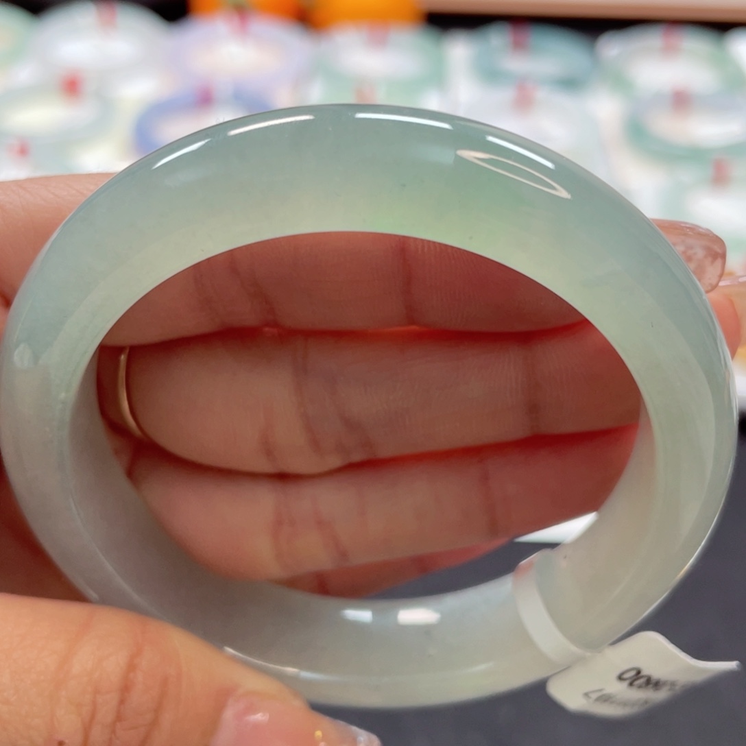 【闪购商品】翡翠手镯未镶嵌57冰透甜晴色起光小万漏11号