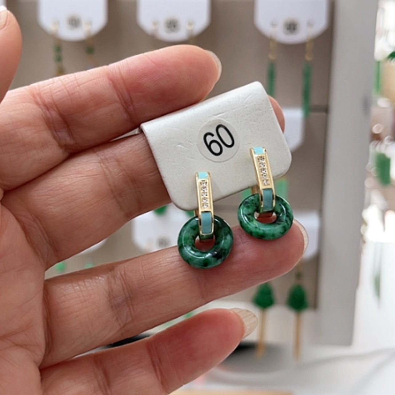 【闪购商品】翡翠耳饰银S925镶嵌翡翠耳坠