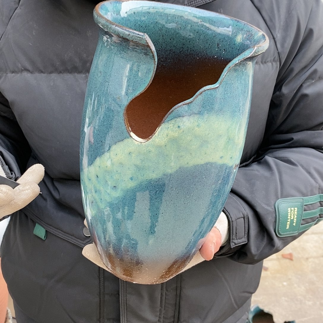 紫砂花盆瑕疵口15高25